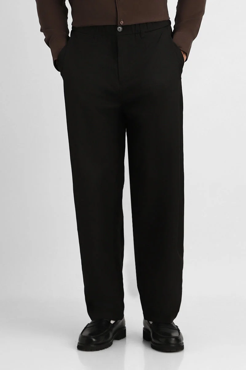 Snitch Black Black Baggy Trousers for Men | Best Price UAE